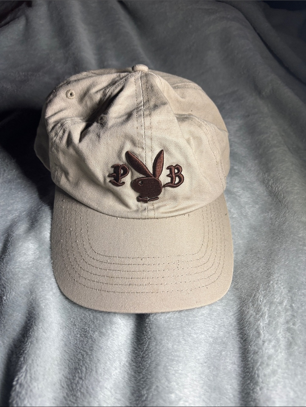 PlayBoy Bunny Embroidered Tan  Baseball Cap
